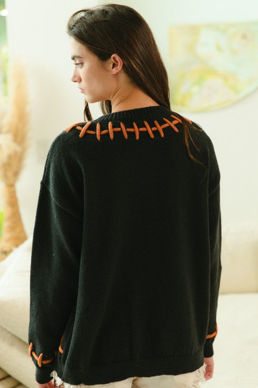 Spooky Sequin Ghost Oversized Halloween Sweater