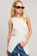 Criss-Cross Waist Wrap Cut-Out Sweater Top-2