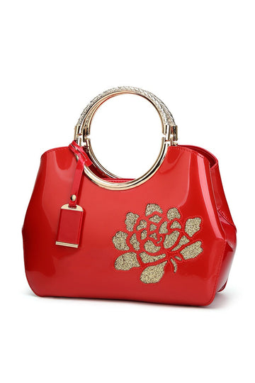 Vintage Print Shiny Shell Tote Bag - 0