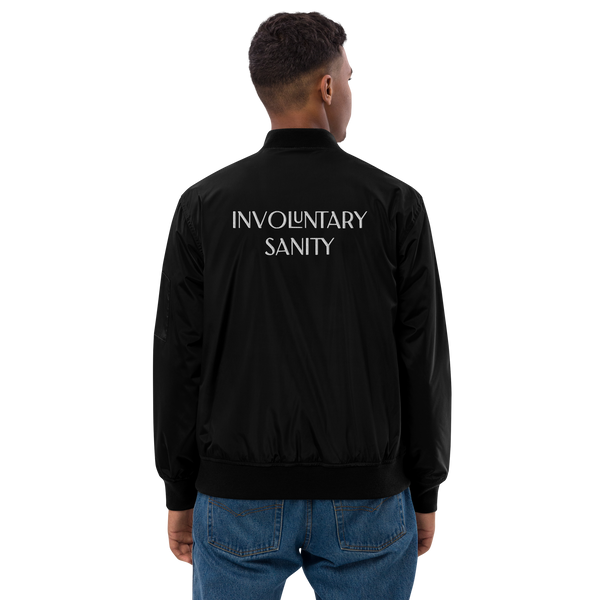 "Involuntary Sanity" by Book of Rico:74™ recycled bomber jacket